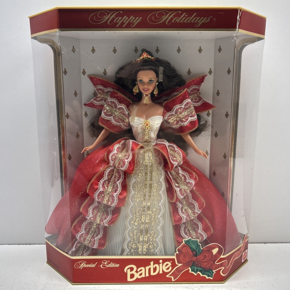 1997 Special Edition Happy Holidays Barbie, Green Eyes‎ Doll/Blue Eyes Box NIB